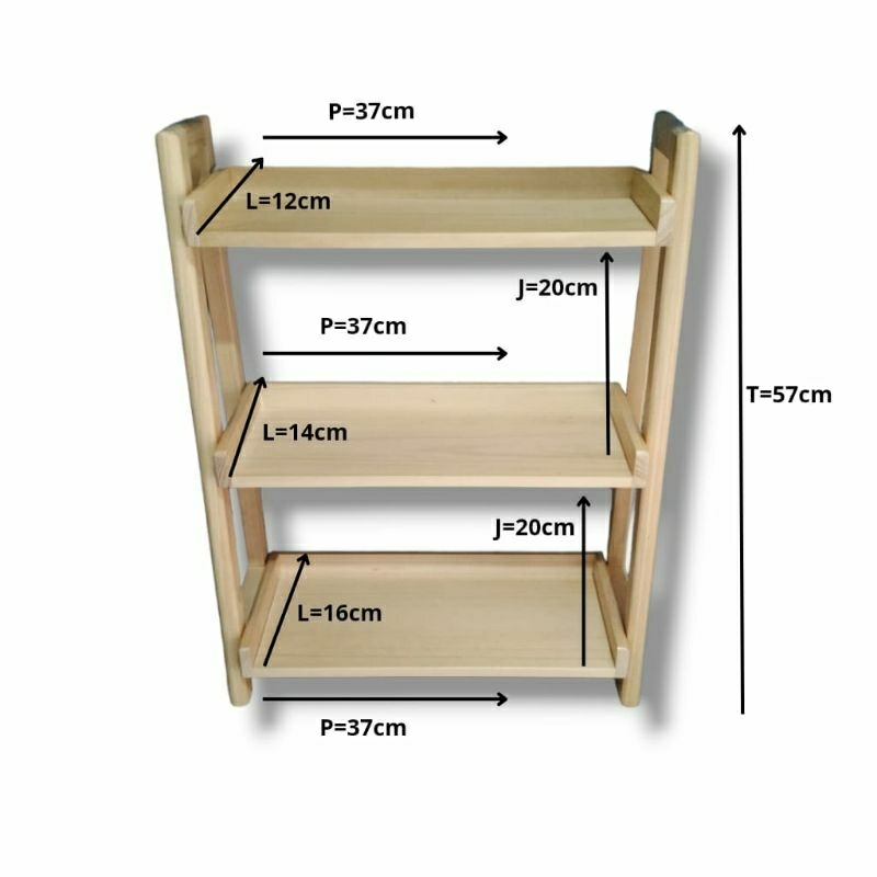 Jual Rak Serbaguna Rak Aesthetic Kayu Pinus Rak Bumbu Dapur Rak Tiga ...