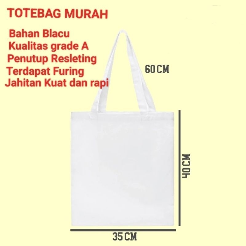 Jual Totebag Polos Putih Tote Bag Kanvas Belacu Blacu Tas Murah