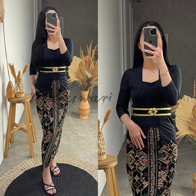 Jual Kebaya Bali Set Kaos Panjang Hitam | Shopee Indonesia