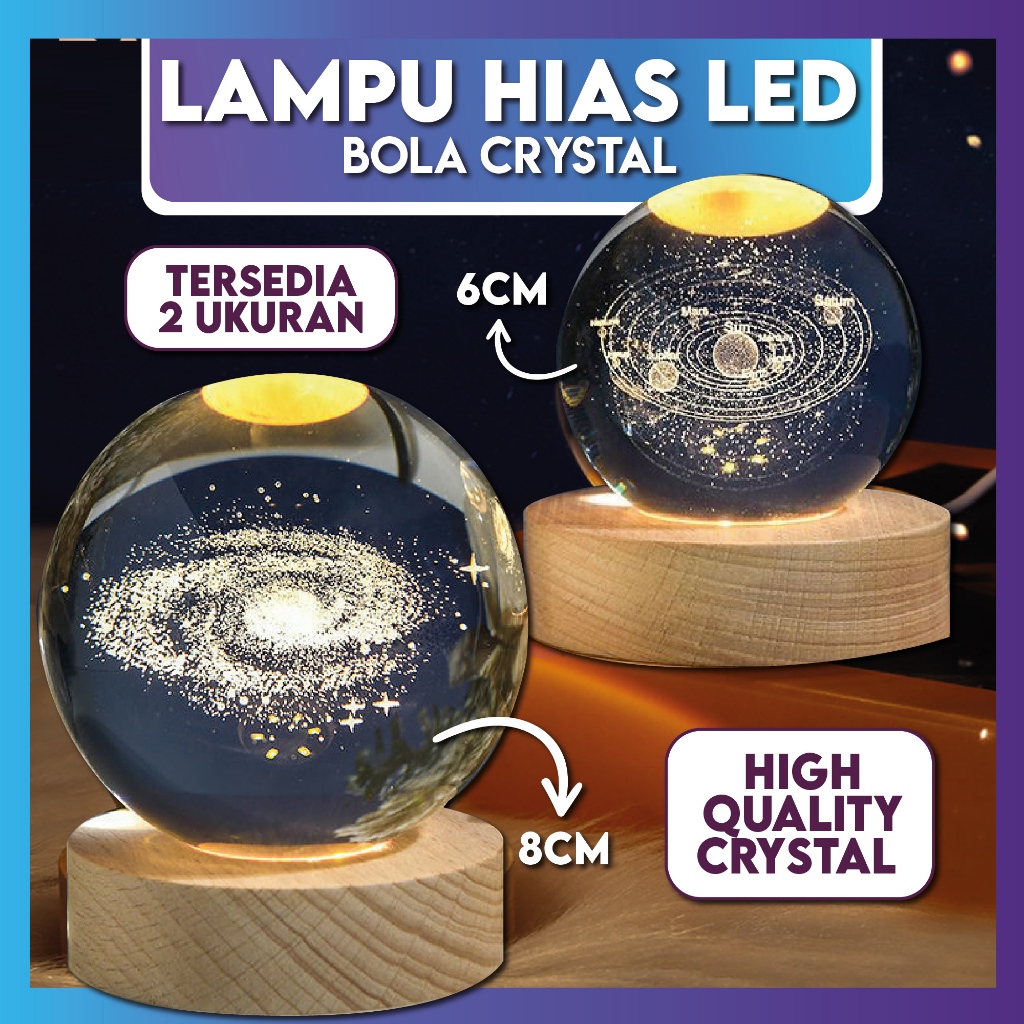 Jual Lampu Hias Kristal LED Malam Bulan Hadiah Spesial Kamar Tidur Meja ...