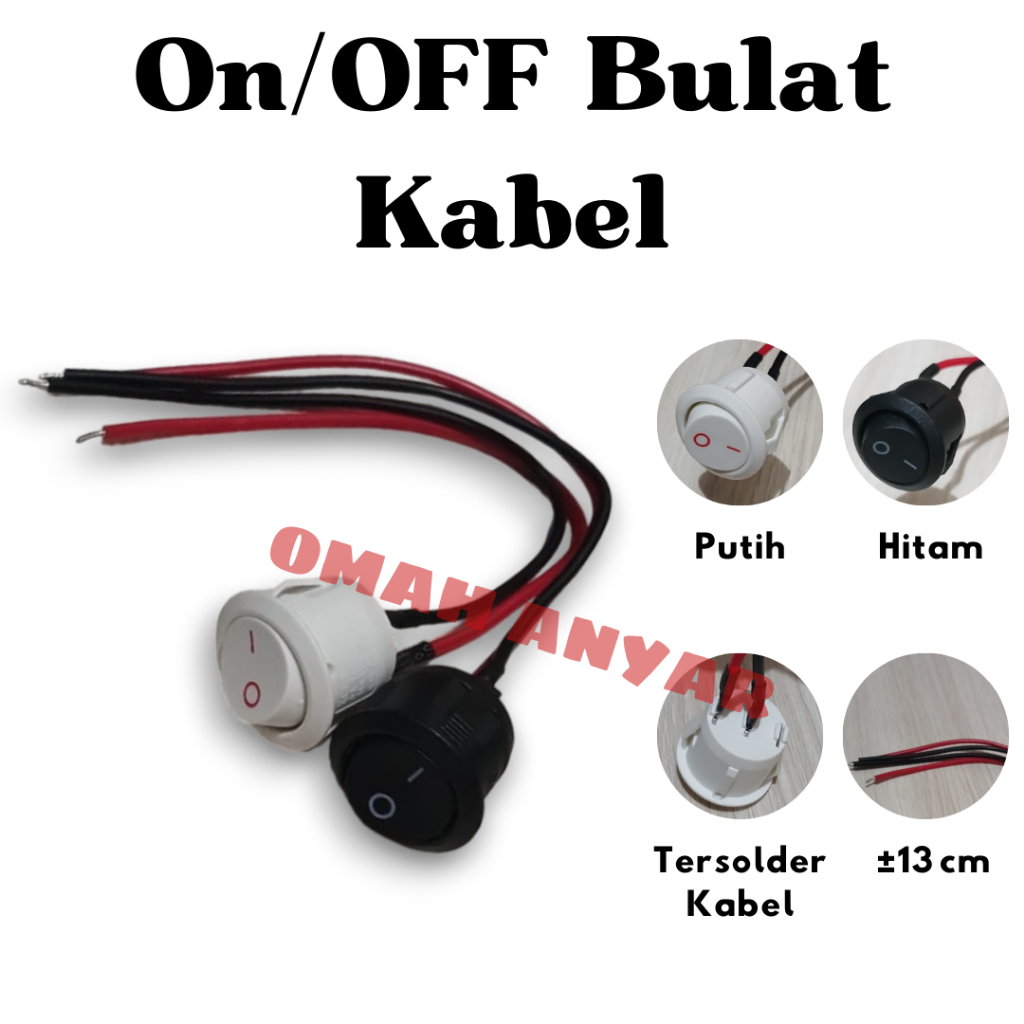 Jual Switch On Off Saklar On Off Bulat Hitam Putih 2 pin | Shopee Indonesia