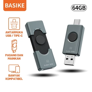(HOT)BASIKE Flashdisk OTG Type C USB 2 in 1 Dual Port 128GB 256GB 64GB Aman Cepat Ponsel Komputer