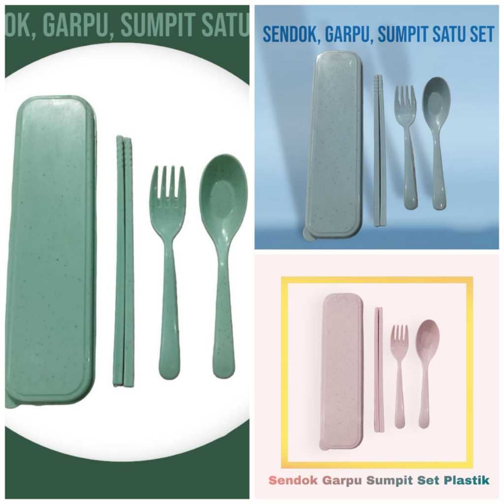 Jual Alat Makan Sendok Sumpit Garpu Alat Makan Box Travelling Set 3IN1 ...