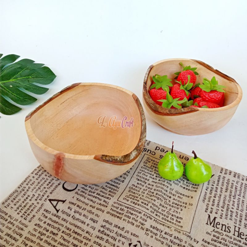 Jual L Ayucraft Mangkok Natural Kayu Mahoni 15cm Shopee Indonesia