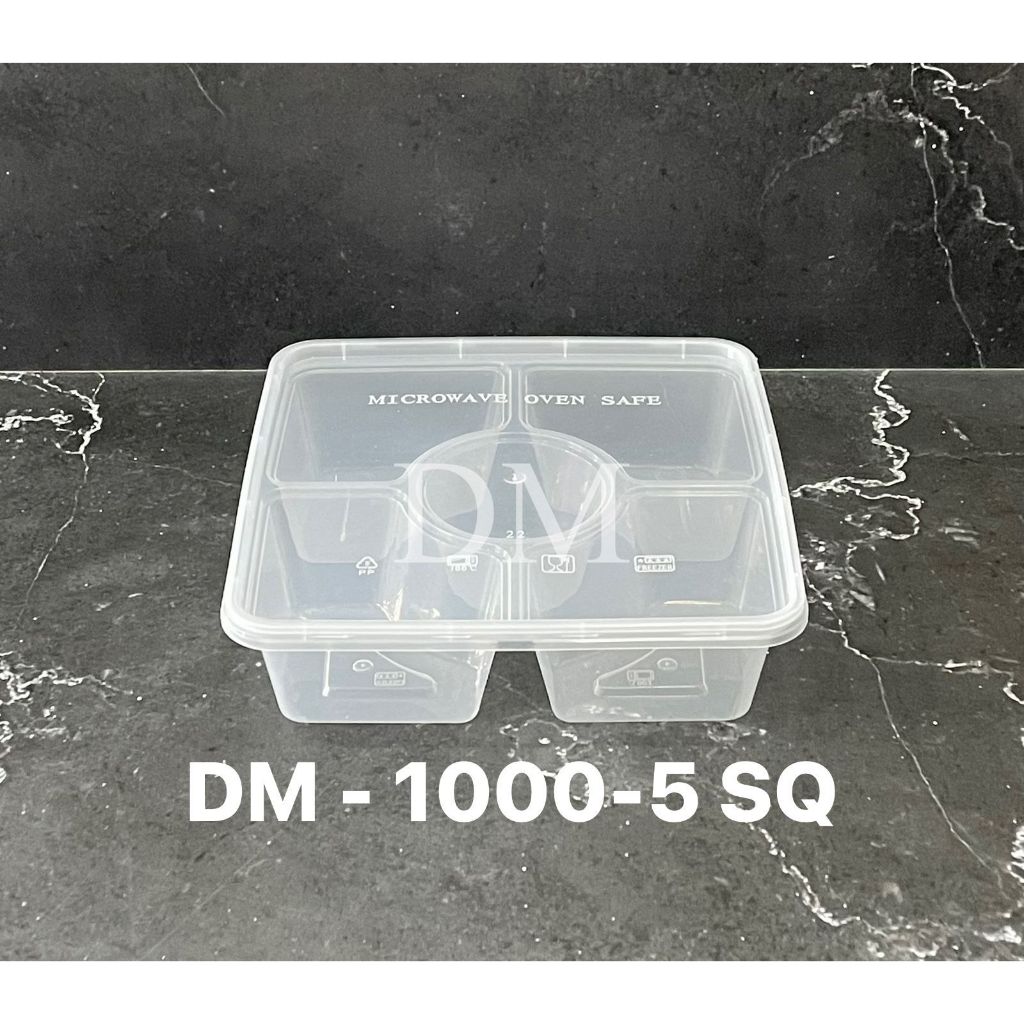 Jual Thinwall Dm 1000 5 Sq Bento 1000ml 5 Sekat Kotak Makan 25set