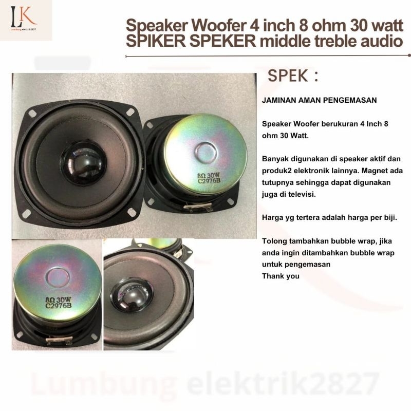 8 ohm 30 watt 2024 speaker