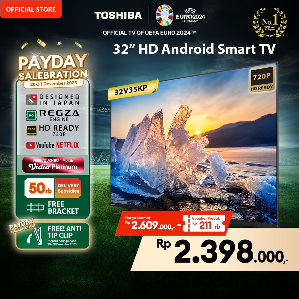 Jual [FREE BRACKET] Toshiba TV 32" HD Android TV - Google Assistant ...