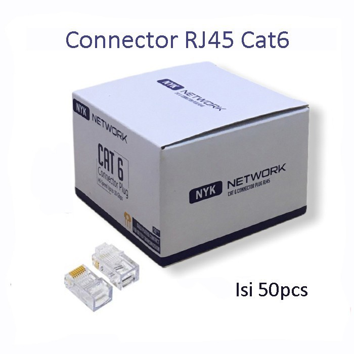 Jual Konektor RJ45 CAT6 NYK Connector RJ45 CAT 6 isi 50pcs | Shopee ...
