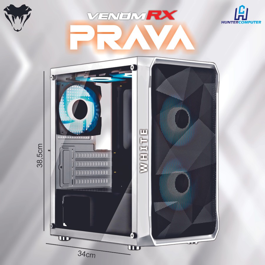 Jual Casing Pc Gaming White Black Free Fan Matx Itx A Rgb Venomrx Prava Shopee Indonesia