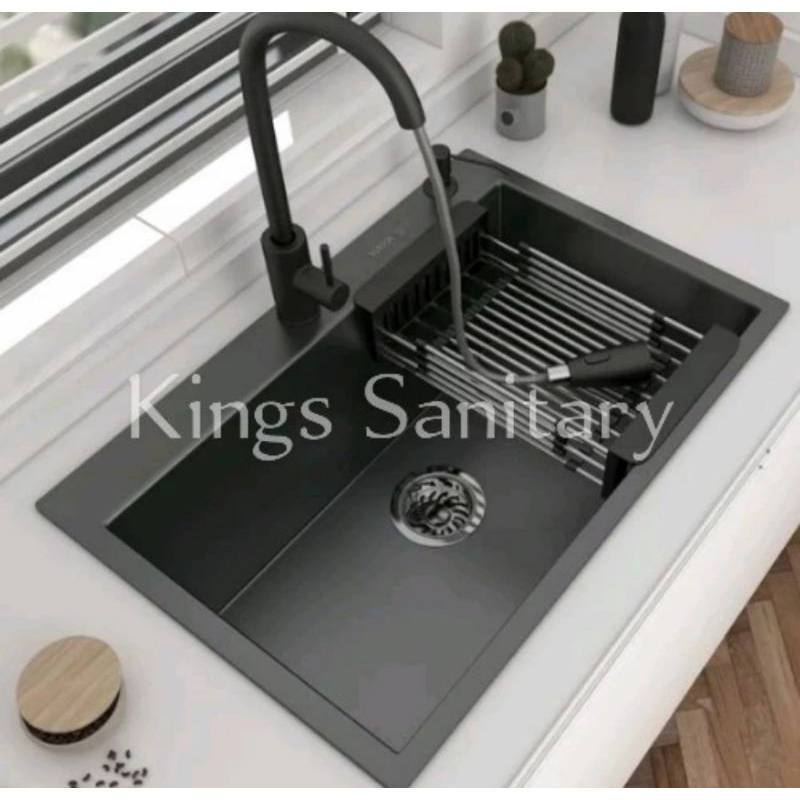 Jual Paket Kitchen Sink BLACK 6045 Bak Cuci Piring Hitam Stainless ...