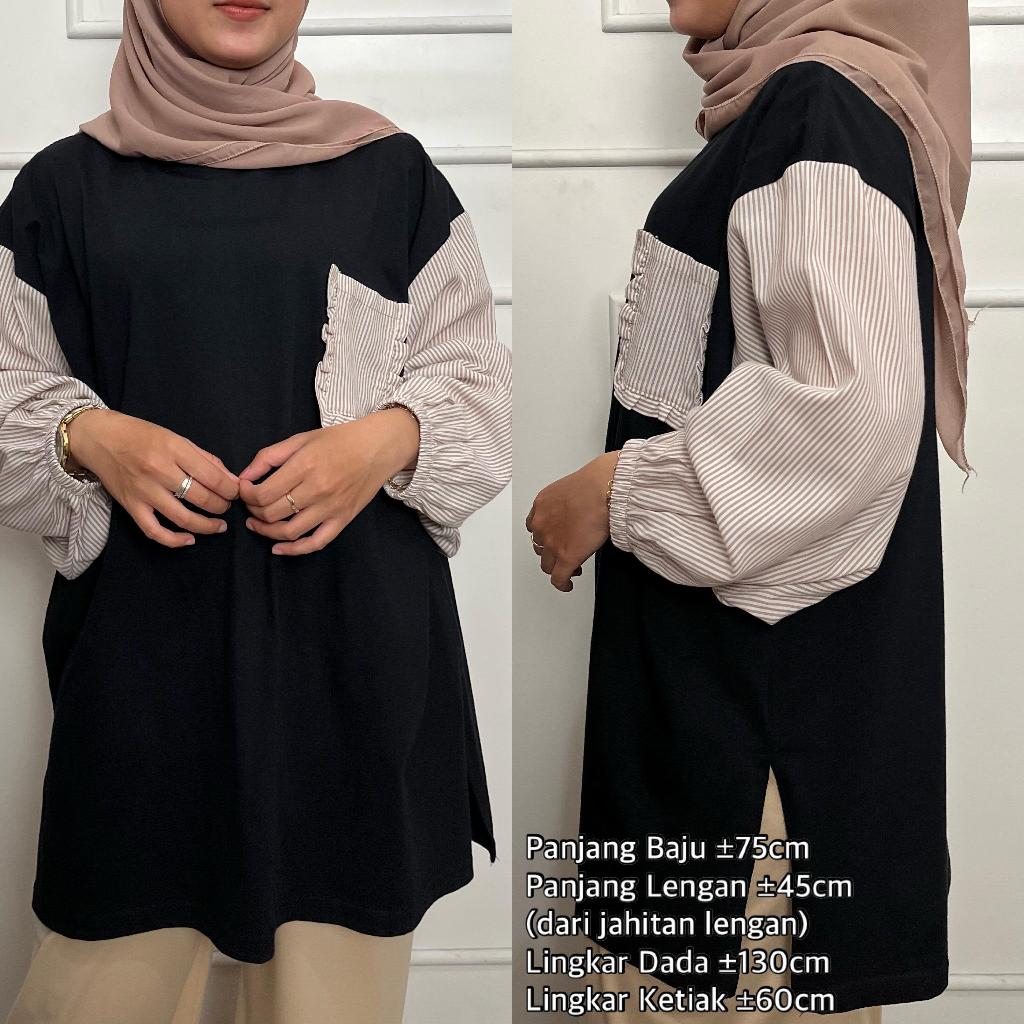 Jual Atasan Wanita Blouse Oversize Elsleeve Pocket Femonritch Hijab Dan Wudhu Friendly Shopee 5133