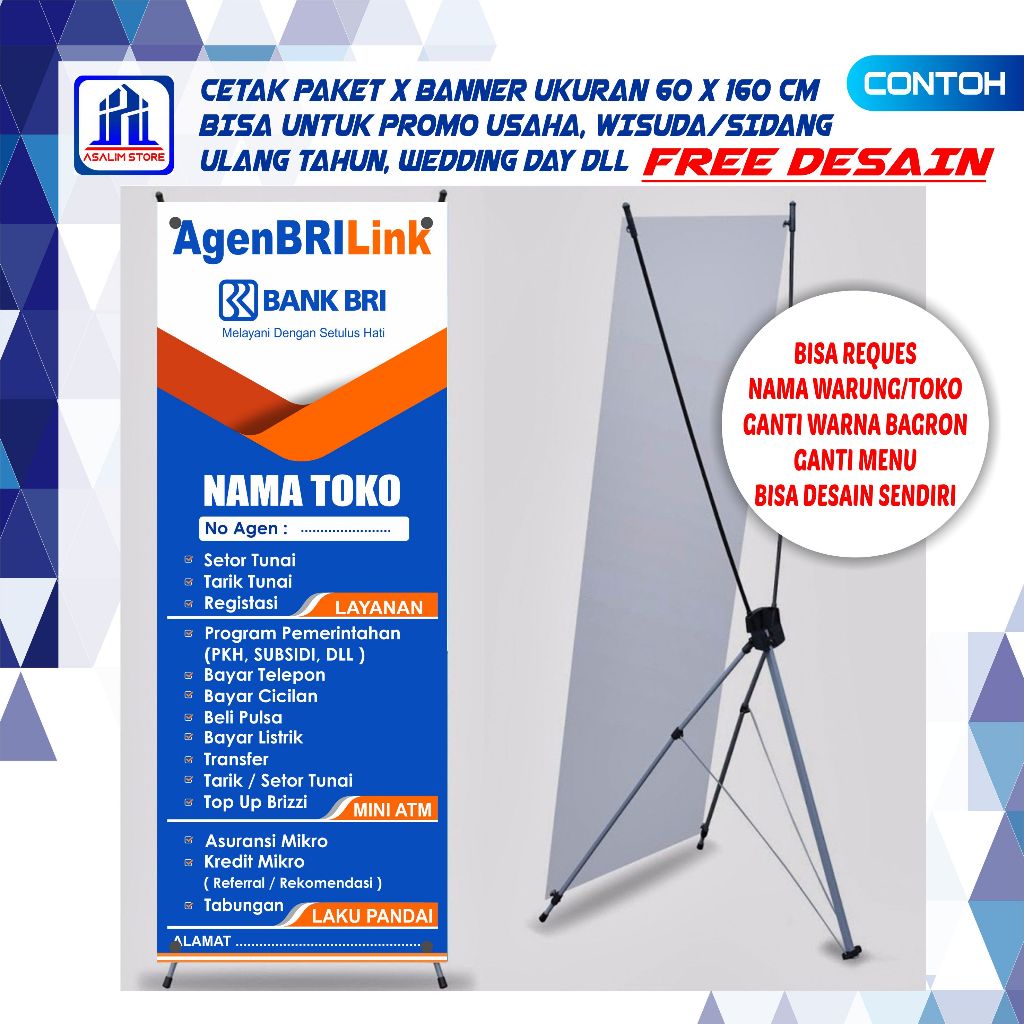 Jual Spanduk Brilink 60x160 Cm Standing X Bener Promosi Spanduk Promosi ...