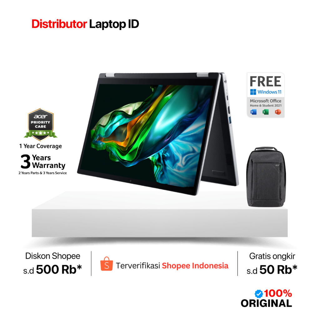 Jual ACER Aspire 3 Spin A3SP14-31PT Core i3 N305 / 8GB 512GB / 14