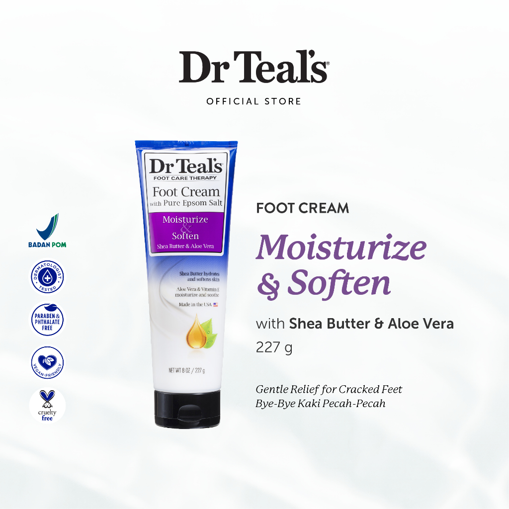 Jual Dr Teal's Foot Cream/Pelembap Kulit Kaki Pure Epsom Salt Shea