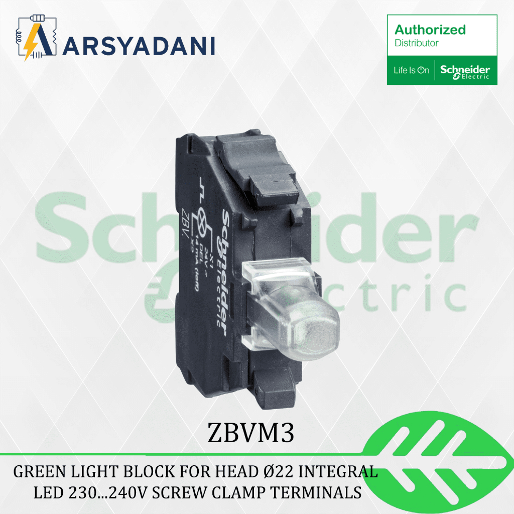 Jual ZBVM3 - green light block for head Ø22 integral LED 230...240V ...