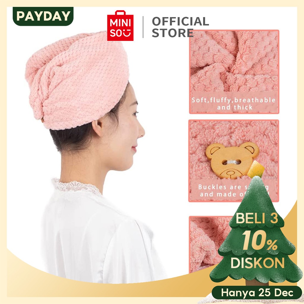 Jual MINISO Handuk Pengering Rambut Hair Drying Cap Quick Drying Towel