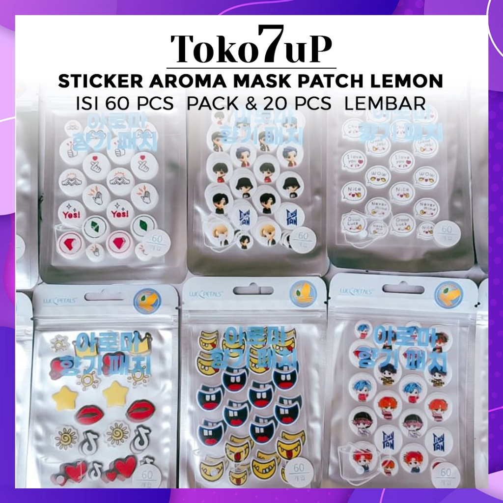 Jual STICKER AROMA MASK PATCH LEMON ISI 60 PCS / PACK & 20 PCS / LEMBAR