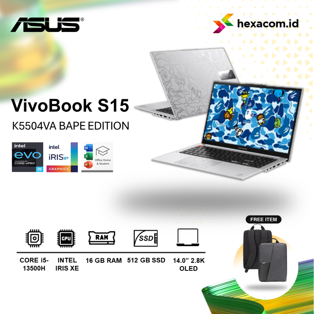 Jual Laptop Asus Vivobook S15 Oled K5504va Bape Edition I5 13500h 16gb Ssd 512gb Windows 11 14 9567