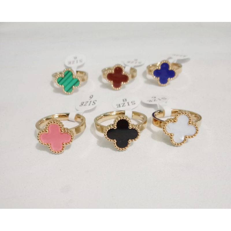 Jual JYP558. Cincin titanium wanita motif clover 13 mm | Shopee Indonesia