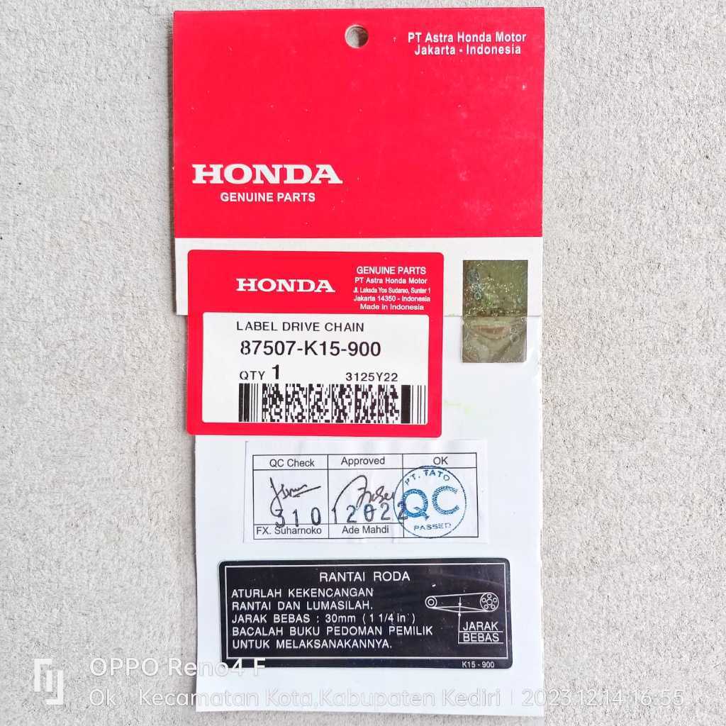 Jual Sticker-Mark Label Drive Chain - Stiker Informasi Rantai Roda ...