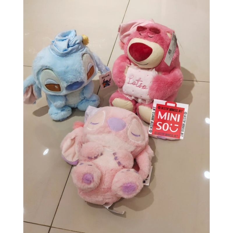 Jual MINISO 🆕 Boneka Plush Lucu STITCH, ANGEL & LOTSO 