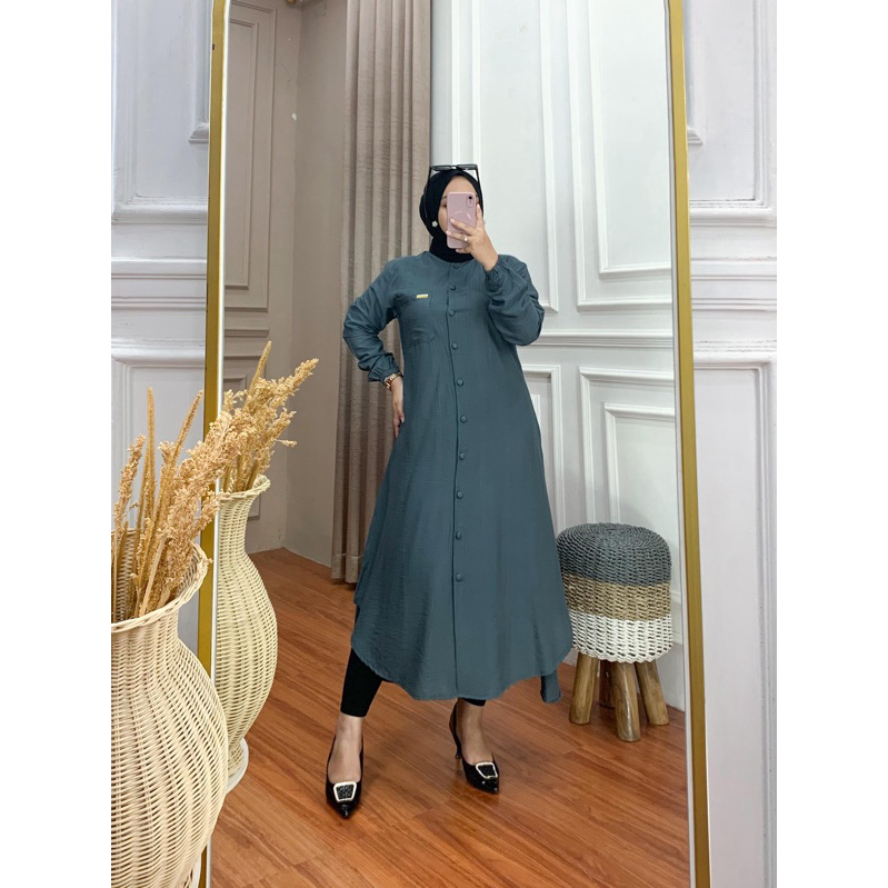 Jual Carisa Long Tunik Simpel Murah Long Tunik Basic Polo Linen Shopee Indonesia