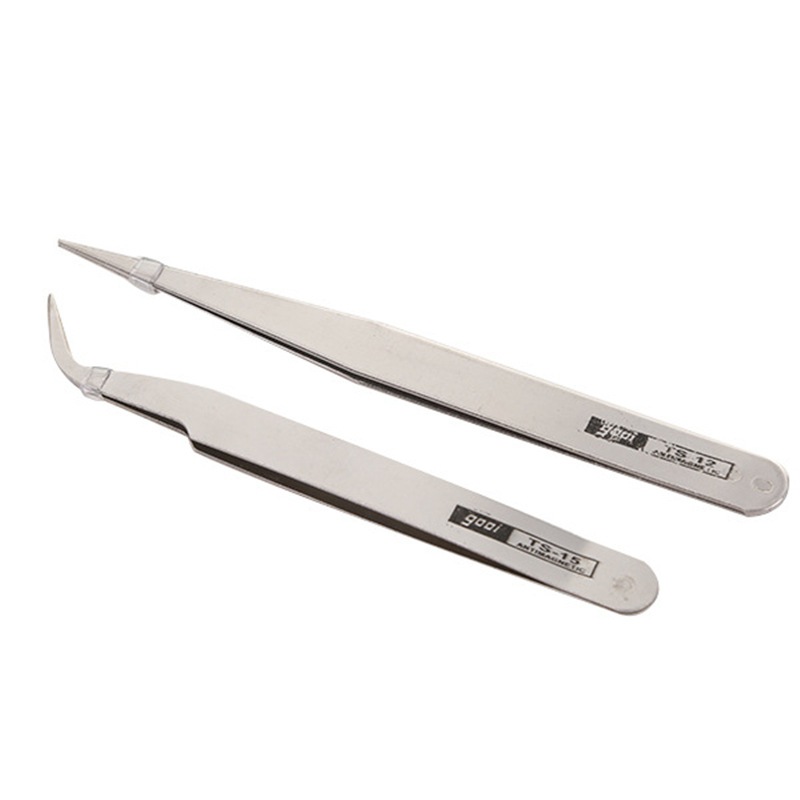 Jual Pinset Tweezer Stainless steel siku lurus dan bengkok Pingset Bulu ...