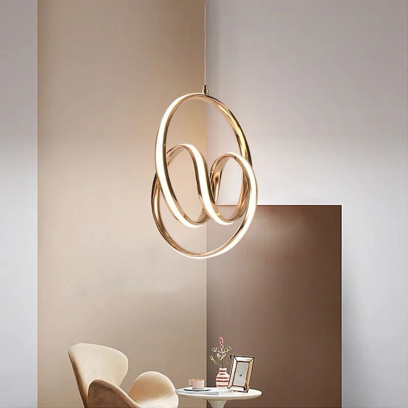 Jual Lampu Gantung Chandelier LED dengan Desain Loop Gold dan Silver ...