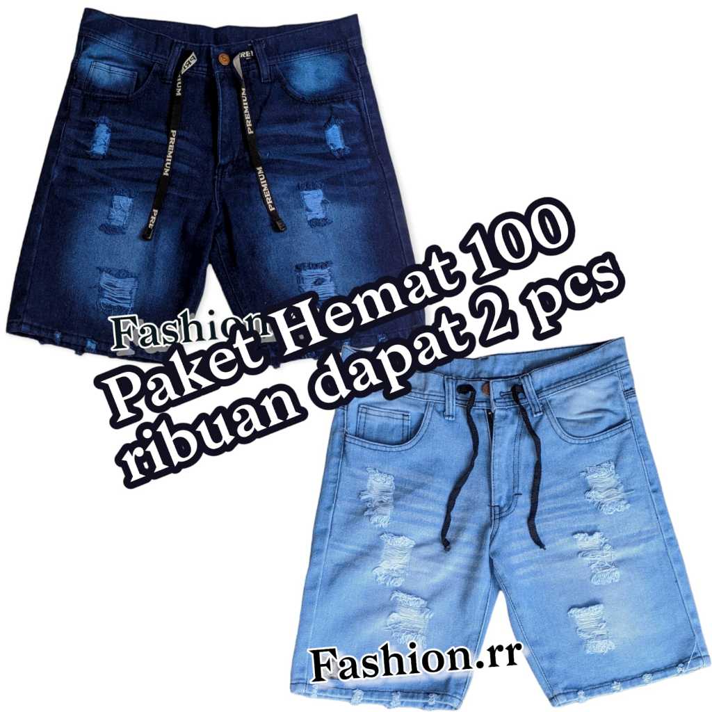 Jual Paket Hemat 100 ribuan dapat 2 pcs celana jeans pendek sobek