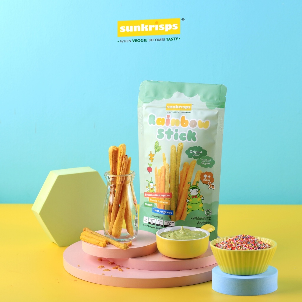 Jual [FREE GIFT] SUNKRISPS Rainbow Stick Ori Veggie 50g | Shopee Indonesia