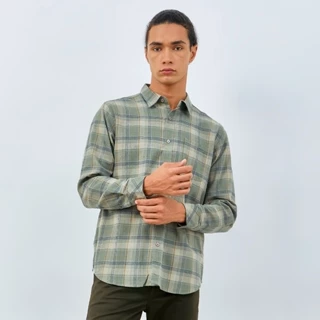 M231 Kemeja Pria Flannel Panjang Hijau Tua 0083