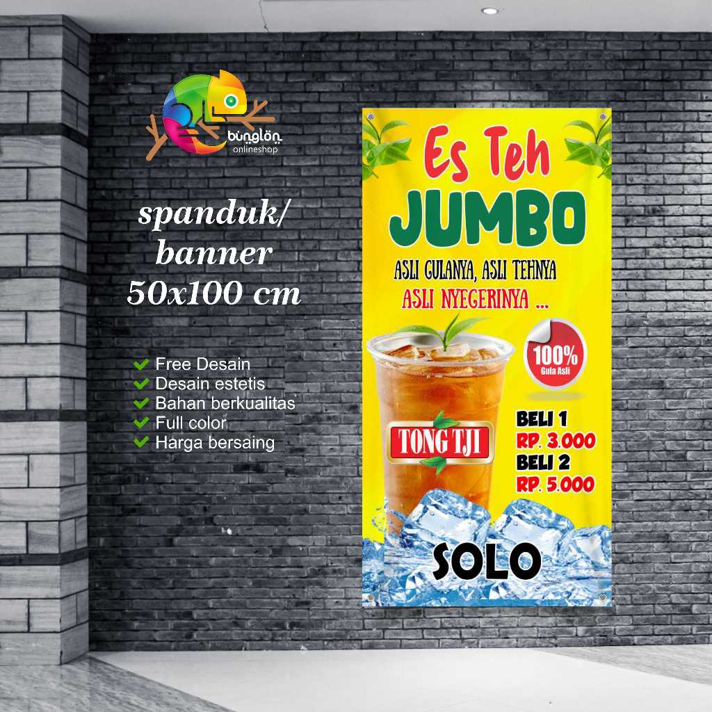 Jual Spanduk 50X100 Banner Es Teh Jumbo Solo Custom Desain | Shopee ...