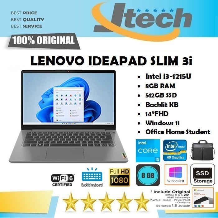 Jual Lenovo Ideapad Slim 3i I3 1215u 8gb 512gb Ssd 14 Fhd Win11 Ohs Shopee Indonesia