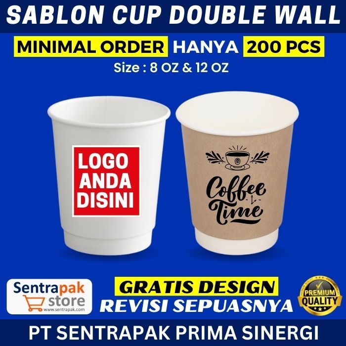 Jual Sablon Paper Cup Double Wall 8 oz & 12 oz 1 Warna | Shopee Indonesia