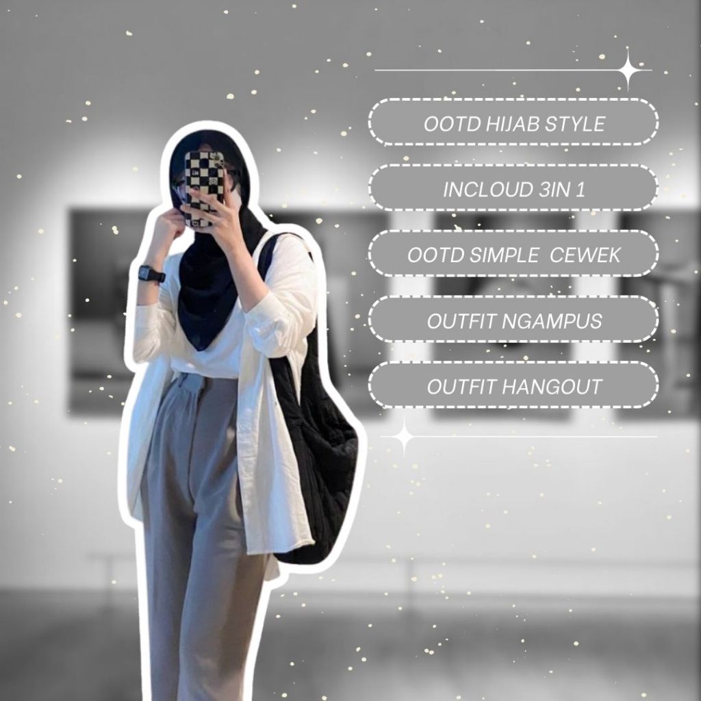 Product image One Set Inspo OOTD Hijab Girl One Set Wanita Kekinian OOTD Kampus Nongkrong Hangout Simple Outfit One Set - AA80 1