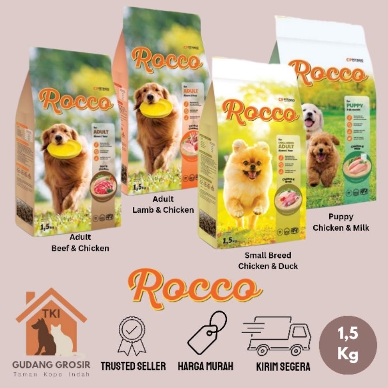 Jual Rocco Dog Food 1.5 kg Tersedia Varian Beef Lamb Chicken Duck Puppy ...