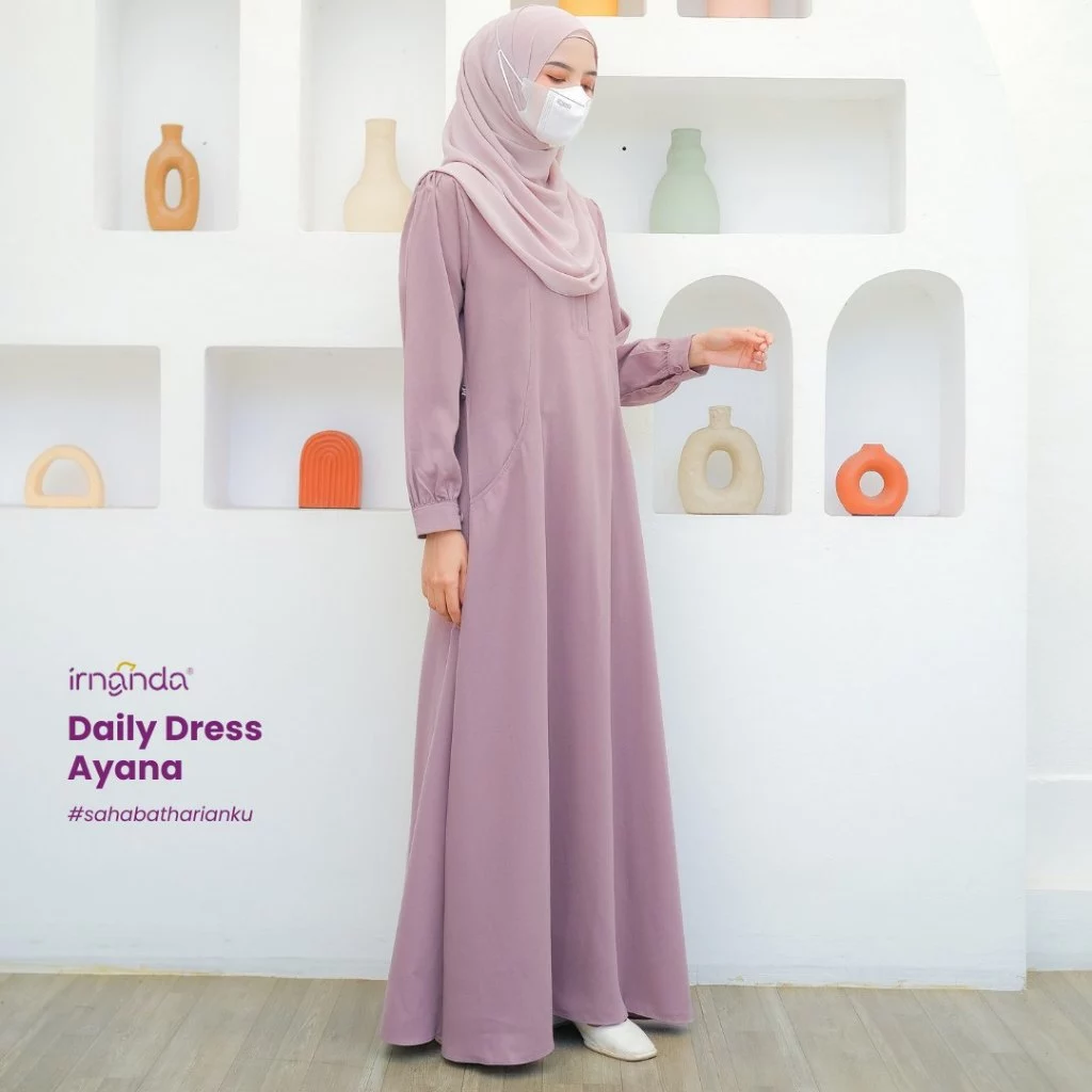 Gamis Ayana Izumi Premium Polos Wanita Dewasa Remaja Busui Wudhu Friendly Kantong Kancing Size M L untuk aktivitas harian