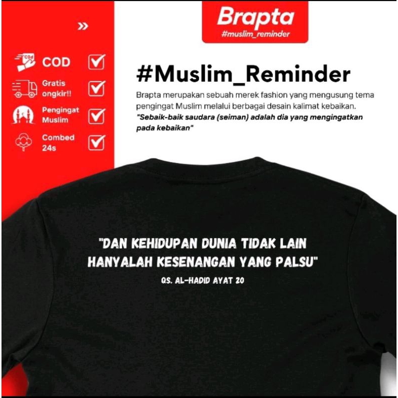 Jual KAOS QS AL-HADID AYAT 20 DAN KEHIDUPAN DUNIA TIDAK LAIN HANYALAH ...