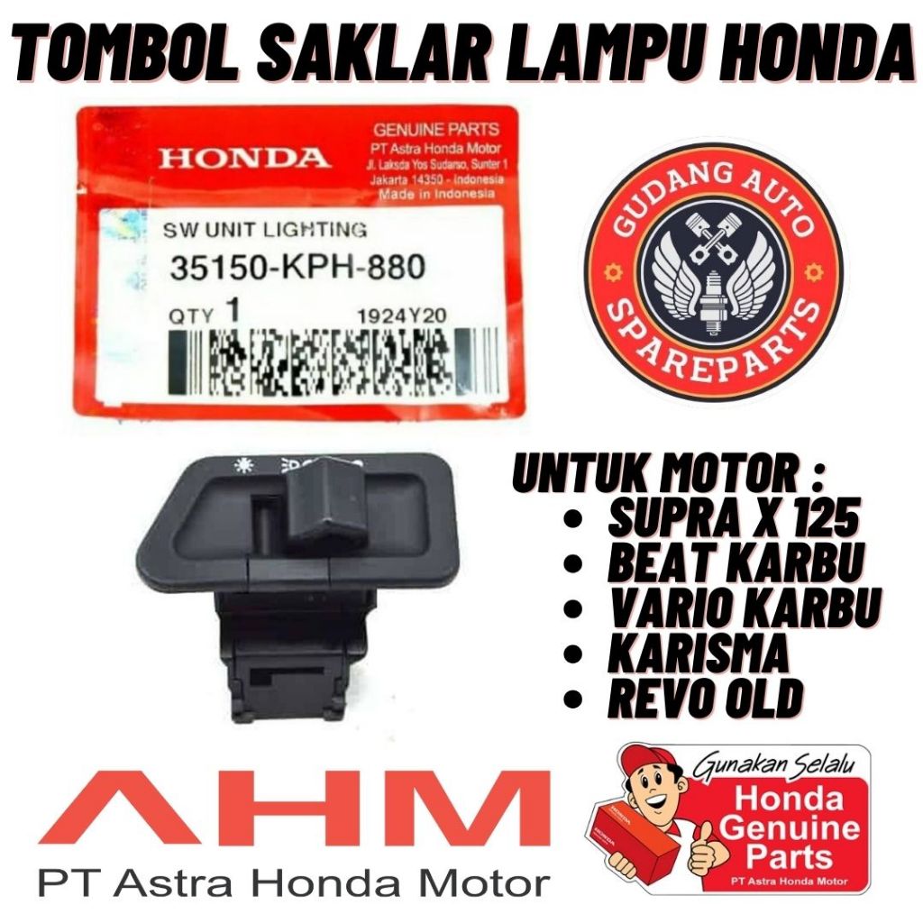 Jual ORIGINAL AHM SAKLAR TOMBOL LAMPU ON/OFF KARISMA VARIO SUPRA X 125 ...