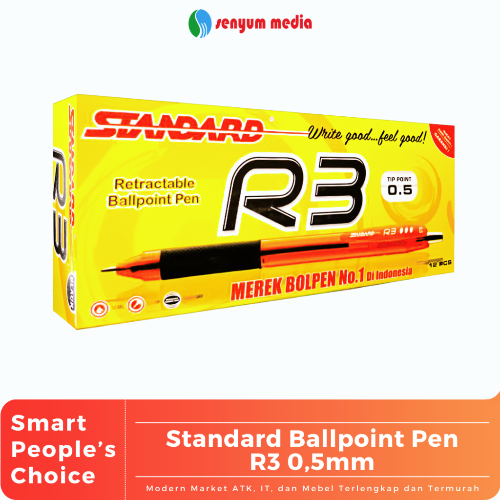 Jual Standard Ballpoint Pen R3 0,5mm (1 Pack Isi 12 Pcs) (S:DZN ...