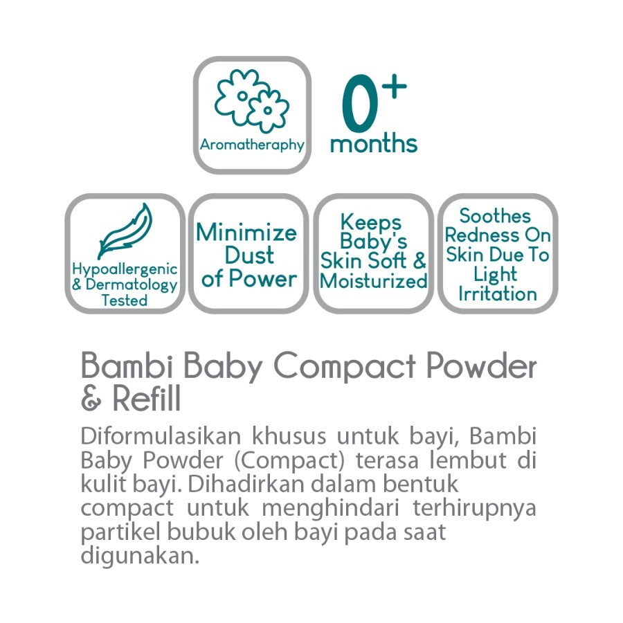 Jual Bambi Baby Powder Compact 40 gram Refill | Shopee Indonesia