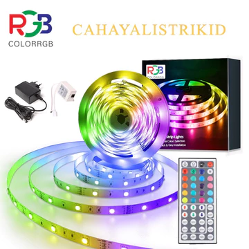 Lampu Led Strip 5050 3528 2835 Rgb Warna Warni Ip44 5M 10M Ac 220V Adaptor Remote (Lampu Tiktok)