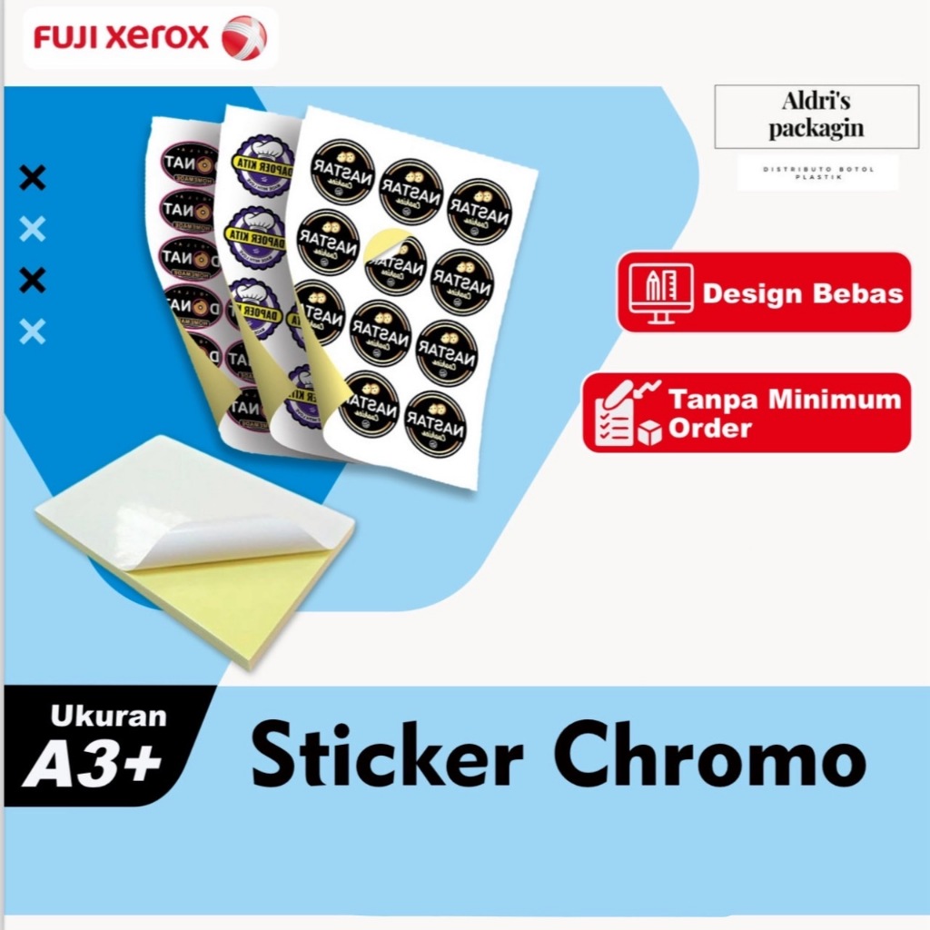 Jual Cetak Sticker A3 Chromo Bontak Vinyl Tanpa Cutting Cetak