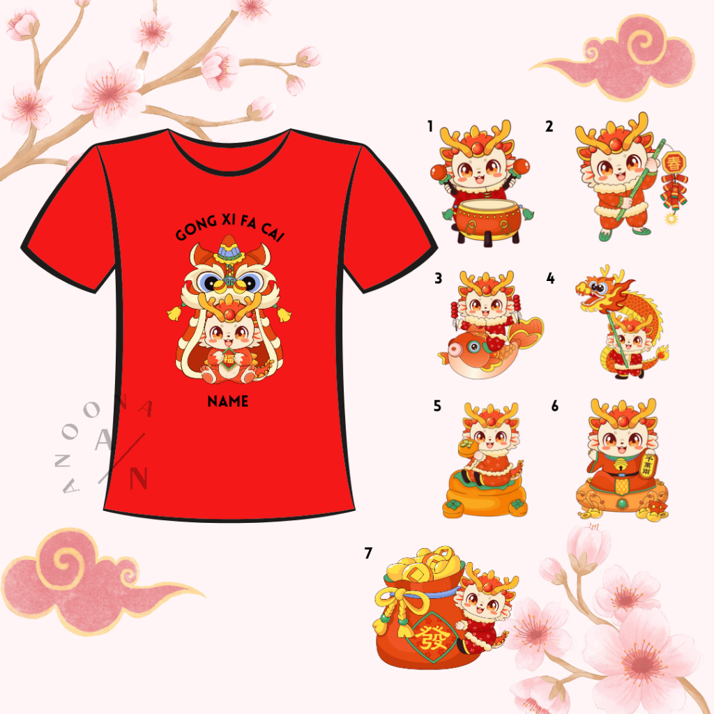Jual Kaos imlek chinese new year couple family baju custom nama gambar