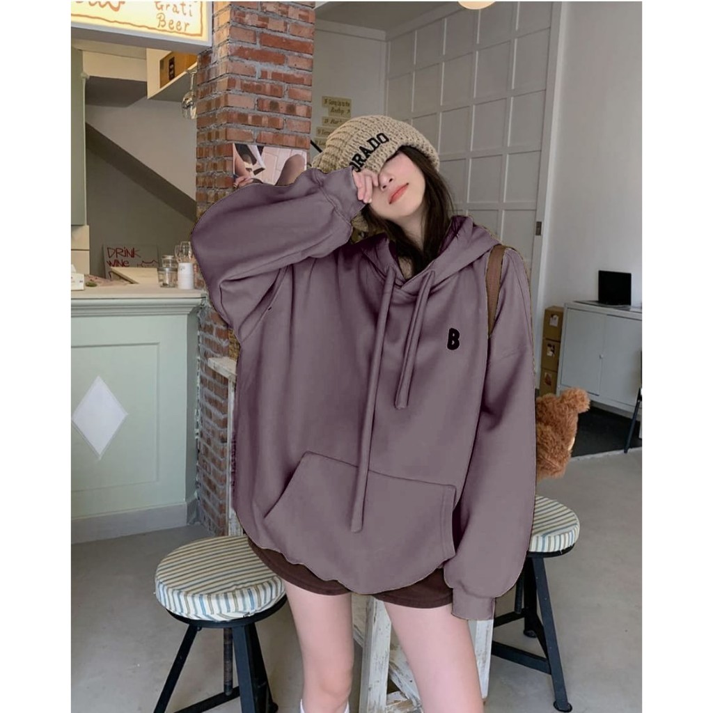 Jual HOODIE SWEATER WANITA B BORDIER OVERSIZE WANITA KOREAN STYLE HOODIE OVERSIZE Shopee Indonesia