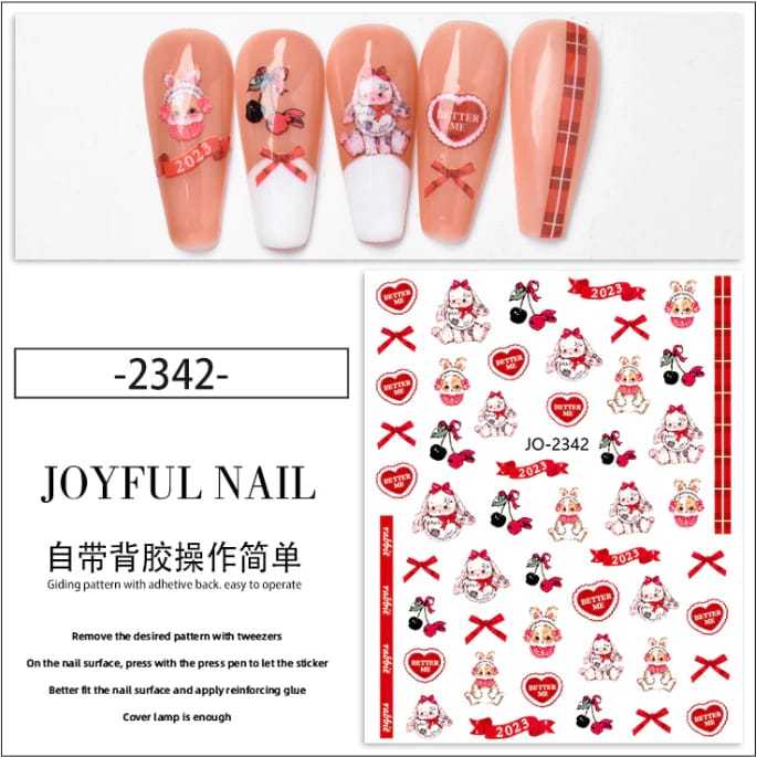 Jual KELINCI STIKER KUKU Nail Art Anak Dewasa Motif Kelinci Kartun