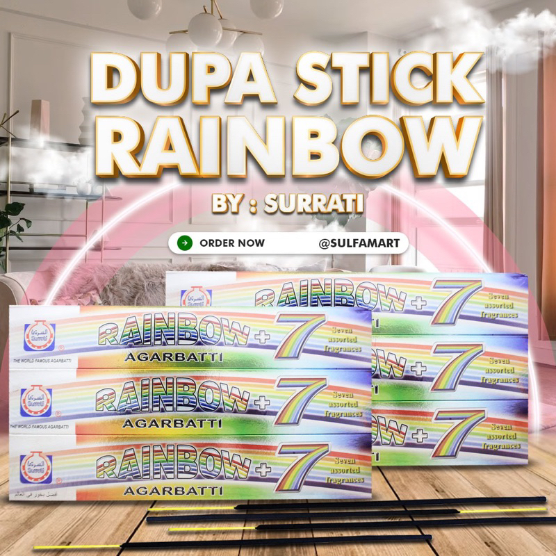 Dupa Stick Rainbow 12 Pack / Hio hummou / Ramadhan Kareem Dupa Ramadhan Karim Bukhur Lidi Rainbow By Surrati