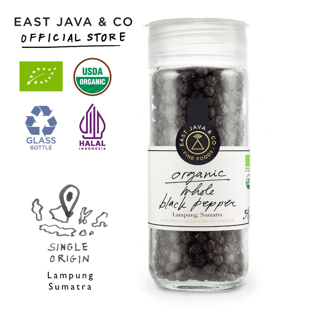 Jual East Java & Co Organic Whole Black Pepper - 54g (Lada Hitam Utuh ...