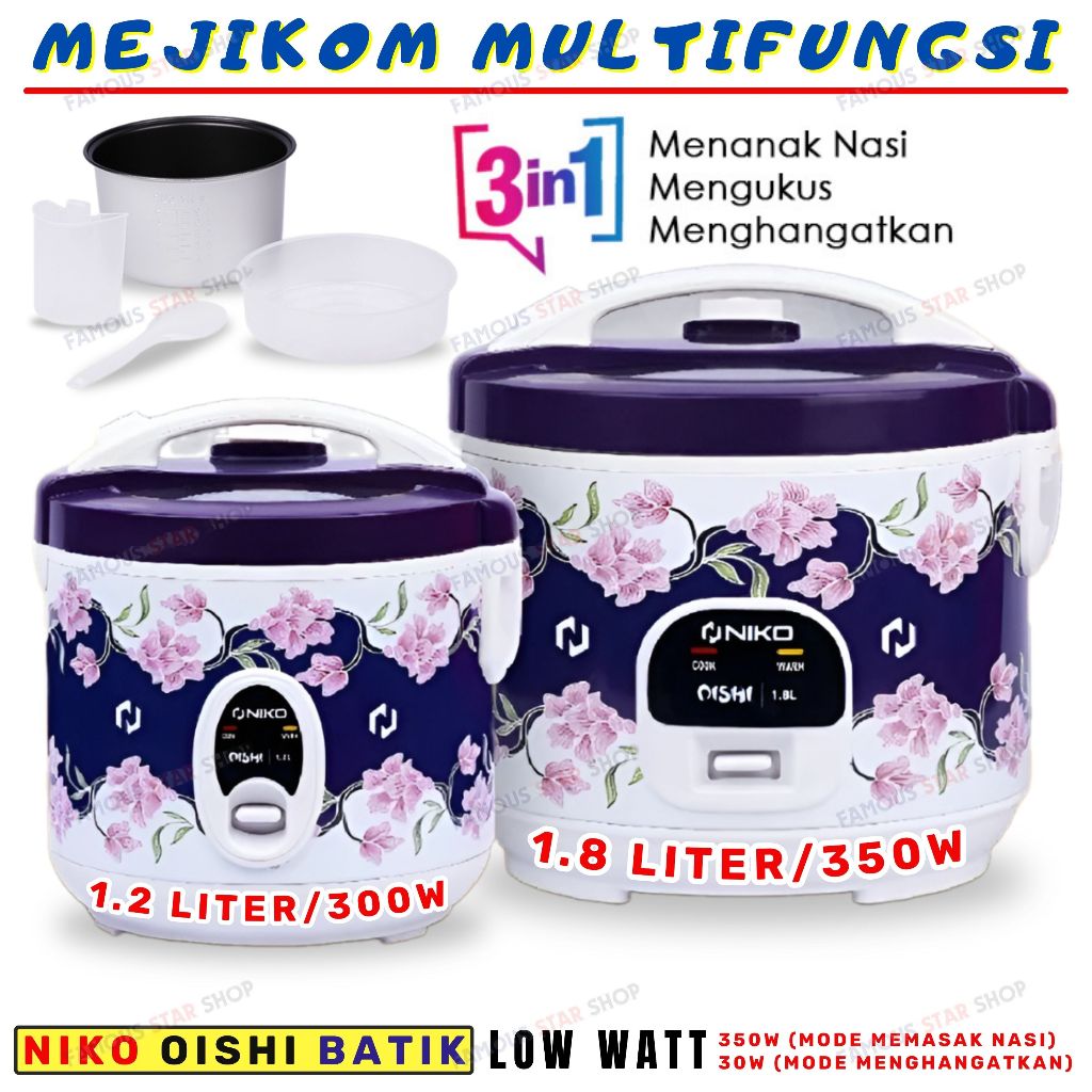 Jual Mejikom Niko Oishi Batik 1,2 Liter Dan 1,8 Liter Rice Cooker TUTUP