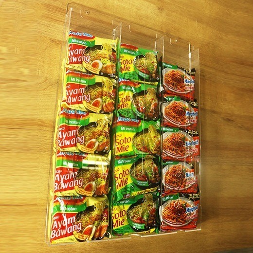 Jual rak mie / rak indomie / akrilik tempat mie / akrilik display mie ...